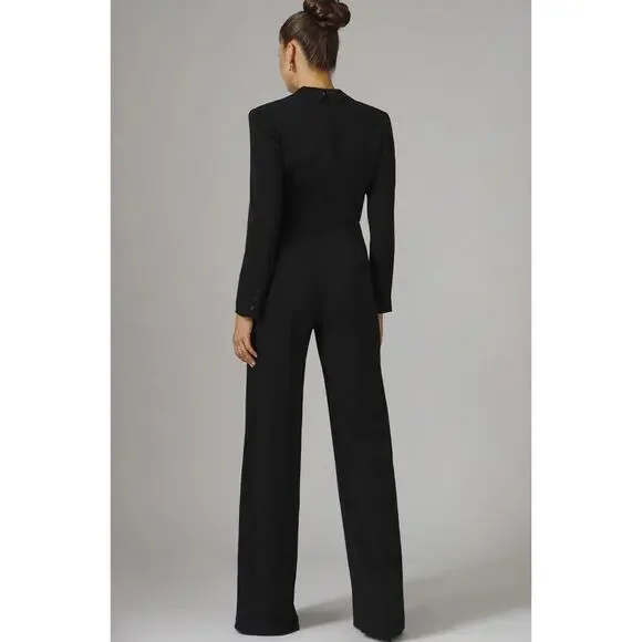 #29b NWT-JAY GODFREY ROLAND TUXEDO SUIT BOSSLADY JUMPSUIT BLACK SZ: 0‎ - Picture 3 of 5